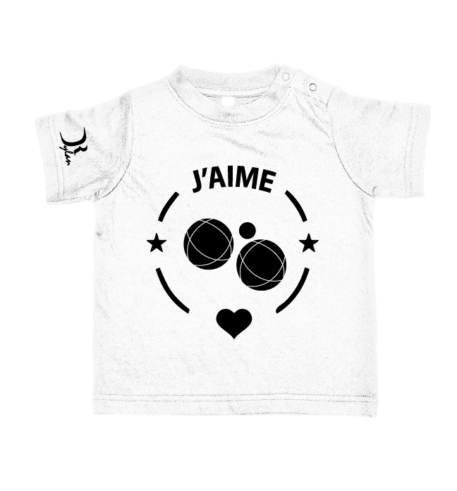 Tee-shirt bébé j'aime Pétanque 2 boutons pressions au col – Image 2