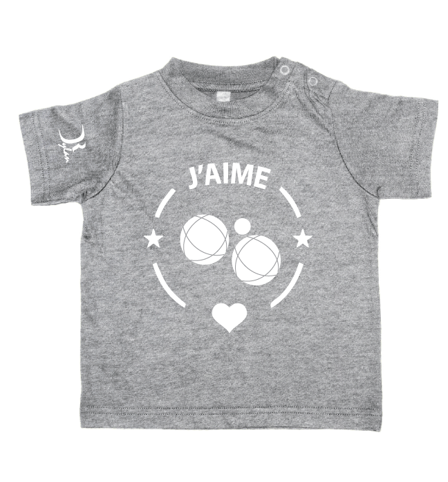 Tee-shirt bébé j'aime Pétanque 2 boutons pressions au col – Image 5