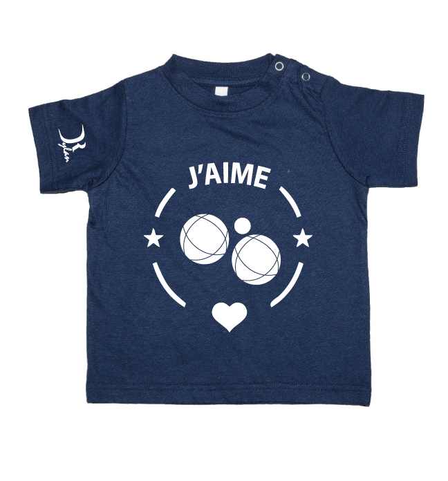 Tee-shirt bébé j'aime Pétanque 2 boutons pressions au col – Image 3